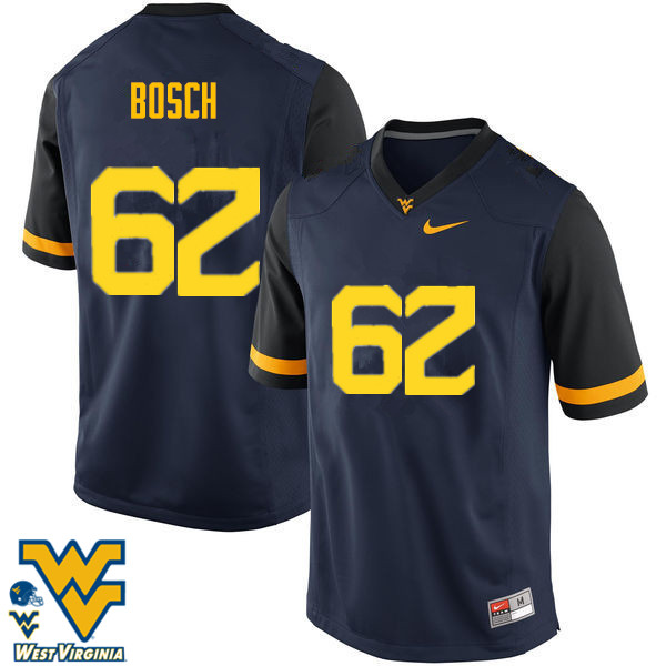 NCAA Men's Kyle Bosch West Virginia Mountaineers Navy #62 Nike Stitched Football College Authentic Jersey NK23A27UM